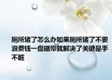 厕所堵了怎么办如果厕所堵了不要浪费钱一盘磁带就解决了关键是手不脏