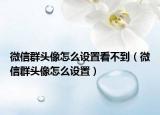 微信群头像怎么设置看不到（微信群头像怎么设置）