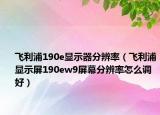 飞利浦190e显示器分辨率（飞利浦显示屏190ew9屏幕分辨率怎么调好）