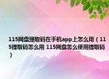 115网盘提取码在手机app上怎么用（115提取码怎么用 115网盘怎么使用提取码）