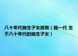 八十年代独生子女政策（我一代 生于八十年代的独生子女）