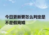 今日更新要怎么判定是不是假离婚