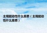 主观能动性什么意思（主观能动性什么意思）