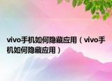 vivo手机如何隐藏应用（vivo手机如何隐藏应用）