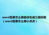 word目录怎么做自动生成三级标题（word目录怎么做小点点）
