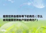 魔兽世界查看账号下的角色（怎么查询魔兽世界帐户里的角色?）
