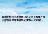 如何把照片的表格转化为文档（怎样才可以把相片里的表格转化成Word文档?）
