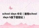 school days 中文（谁有school days h版下载地址）
