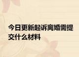 今日更新起诉离婚需提交什么材料