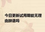 今日更新试用期能无理由辞退吗