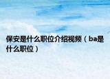 保安是什么职位介绍视频（ba是什么职位）