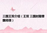 三国王双介绍（王双 三国时期曹魏将领）