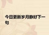 今日更新岁月静好下一句
