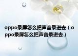 oppo录屏怎么把声音录进去（oppo录屏怎么把声音录进去）