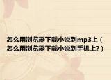 怎么用浏览器下载小说到mp3上（怎么用浏览器下载小说到手机上?）