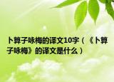 卜算子咏梅的译文10字（《卜算子咏梅》的译文是什么）