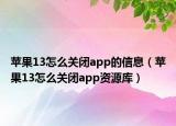 苹果13怎么关闭app的信息（苹果13怎么关闭app资源库）