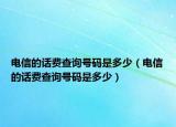 电信的话费查询号码是多少（电信的话费查询号码是多少）