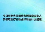 今日更新失业保险条例规定失业人员领取医疗补助金标准由什么规定