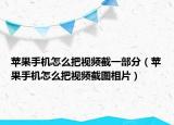 苹果手机怎么把视频截一部分（苹果手机怎么把视频截图相片）