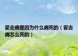 霍去病是因为什么病死的（霍去病怎么死的）