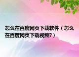 怎么在百度网页下载软件（怎么在百度网页下载视频?）