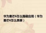 华为麦芒6怎么隐藏应用（华为麦芒6怎么录屏）