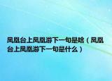 凤凰台上凤凰游下一句是啥（凤凰台上凤凰游下一句是什么）