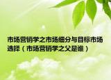 市场营销学之市场细分与目标市场选择（市场营销学之父是谁）
