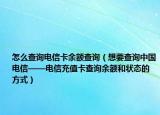 怎么查询电信卡余额查询（想要查询中国电信——电信充值卡查询余额和状态的方式）