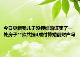 今日更新我儿子没领结婚证买了一处房子**款共按4成付算婚前财产吗