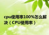 cpu使用率100%怎么解决（CPU使用率）