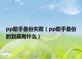 pp助手备份失败（pp助手备份的到底有什么）