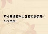 不过是想要自由又要归宿语录（不过是想）