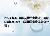 hrupdate.exe应用程序错误（appupdate.exe - 应用程序错误怎么处理）
