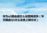 华为q1路由器怎么设置网速快（华为路由Q1怎么设置上网方式）
