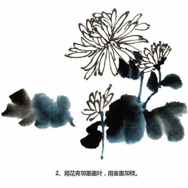 简单三步，教你画水墨画-水墨菊花、桂花、虞美人的绘画步骤