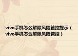 vivo手机怎么解除风险管控提示（vivo手机怎么解除风险管控）