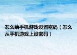 怎么给手机游戏设置密码（怎么从手机游戏上设密码）