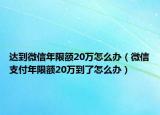 达到微信年限额20万怎么办（微信支付年限额20万到了怎么办）