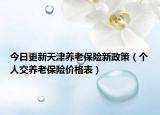 今日更新天津养老保险新政策（个人交养老保险价格表）