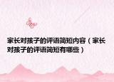 家长对孩子的评语简短内容（家长对孩子的评语简短有哪些）