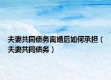 夫妻共同债务离婚后如何承担（夫妻共同债务）