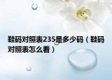 鞋码对照表235是多少码（鞋码对照表怎么看）