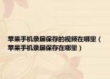 苹果手机录屏保存的视频在哪里（苹果手机录屏保存在哪里）