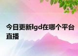 今日更新lgd在哪个平台直播