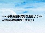 vivo手机简易模式怎么没有了（vivo手机简易模式怎么没有了）