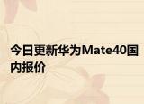 今日更新华为Mate40国内报价