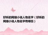 好听的网络小说人物名字（好听的网络小说人物名字有哪些）