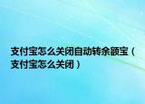 支付宝怎么关闭自动转余额宝（支付宝怎么关闭）